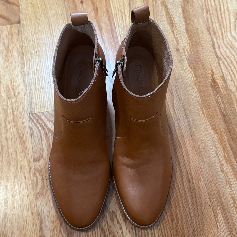 Madewell Brenner Saddle Brown Leather Ankle Booties
